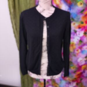 Hilary Radley Classic Black Sweater Cardigan